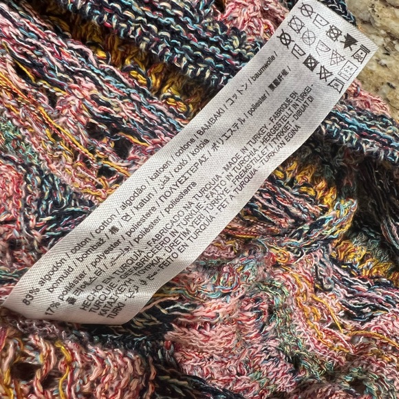 ZARA RUFFLED POINTELLE KNIT BODYCON MIDI DRESS MULTICOLORED Small - Picture 9 of 12